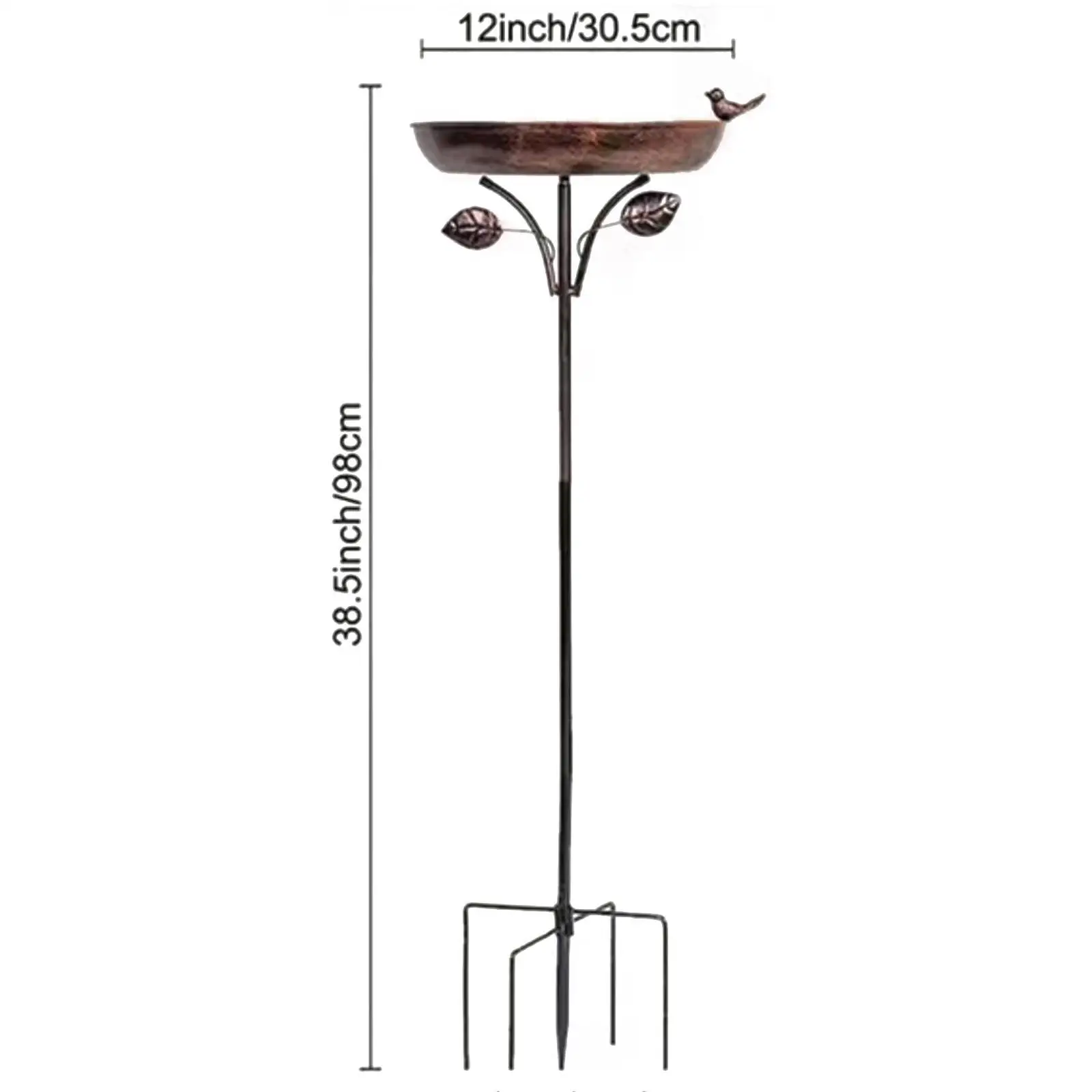 Metal Bird Bath Bowl Freestanding Birdbath, Weather Resistant, Garden Decor, Birdfeeder Feeder Bowl for Lawn, Yard, Backyard