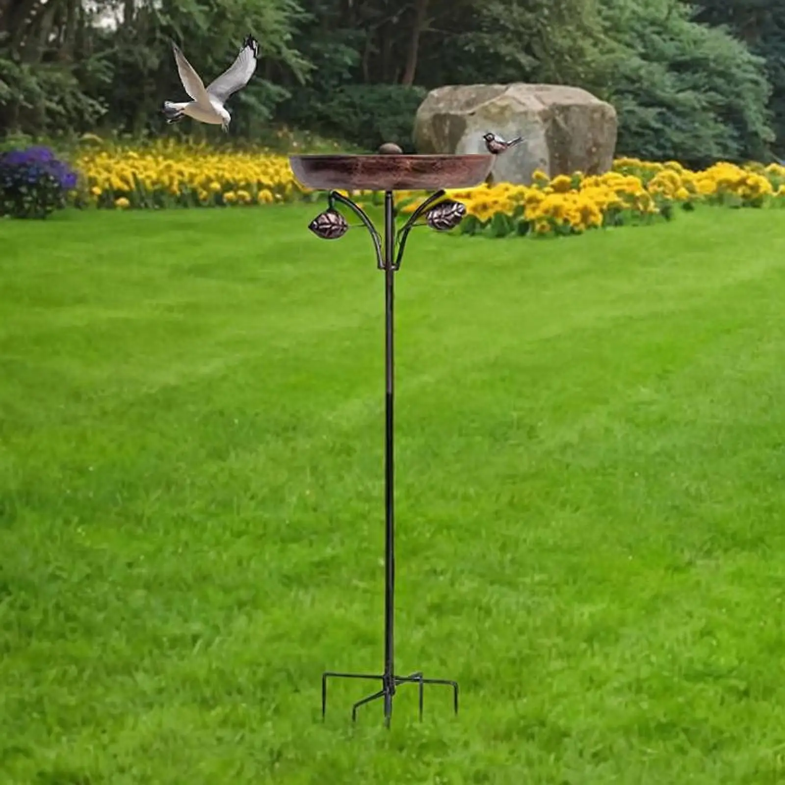 Metal Bird Bath Bowl Freestanding Birdbath, Weather Resistant, Garden Decor, Birdfeeder Feeder Bowl for Lawn, Yard, Backyard