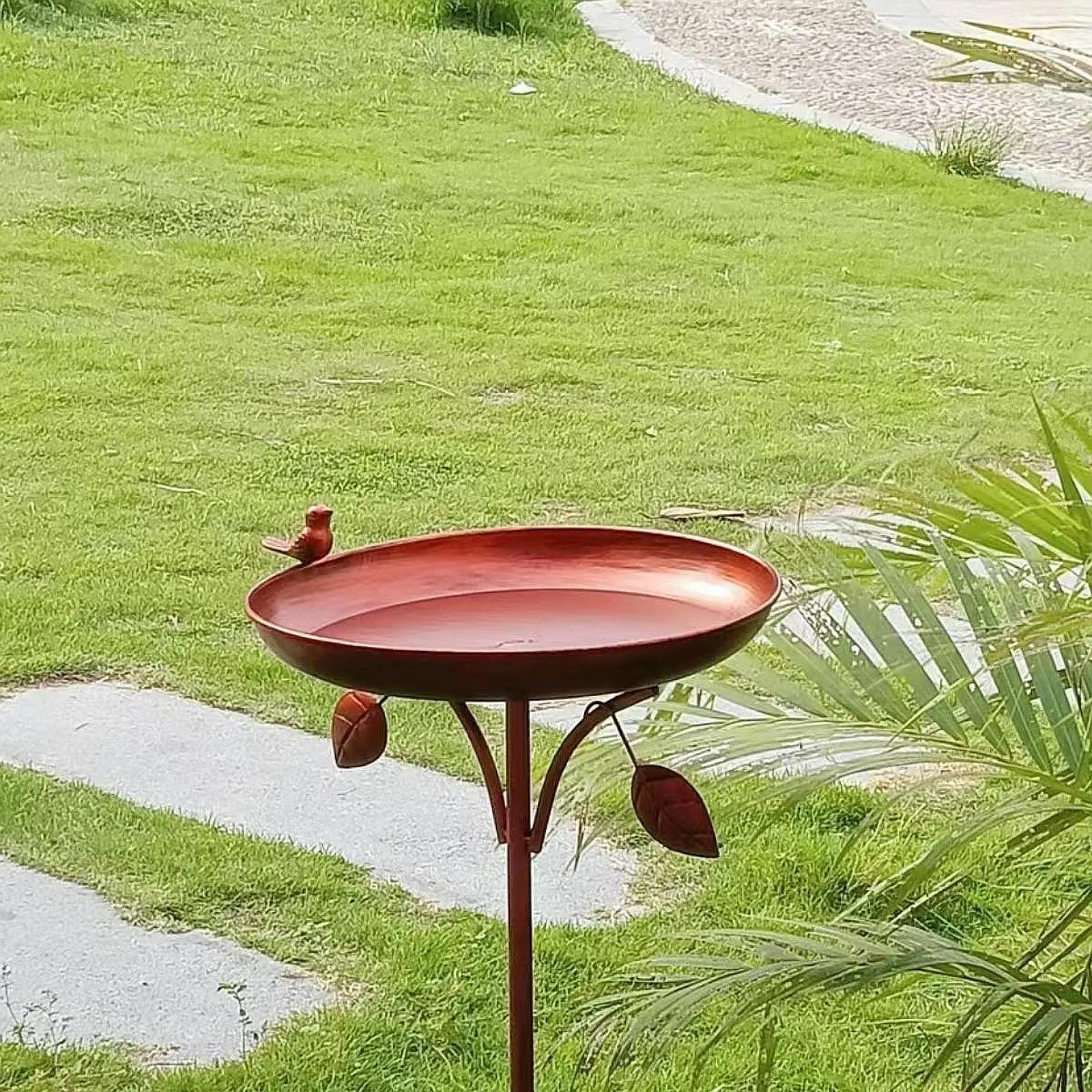 Metal Bird Bath Bowl Freestanding Birdbath, Weather Resistant, Garden Decor, Birdfeeder Feeder Bowl for Lawn, Yard, Backyard