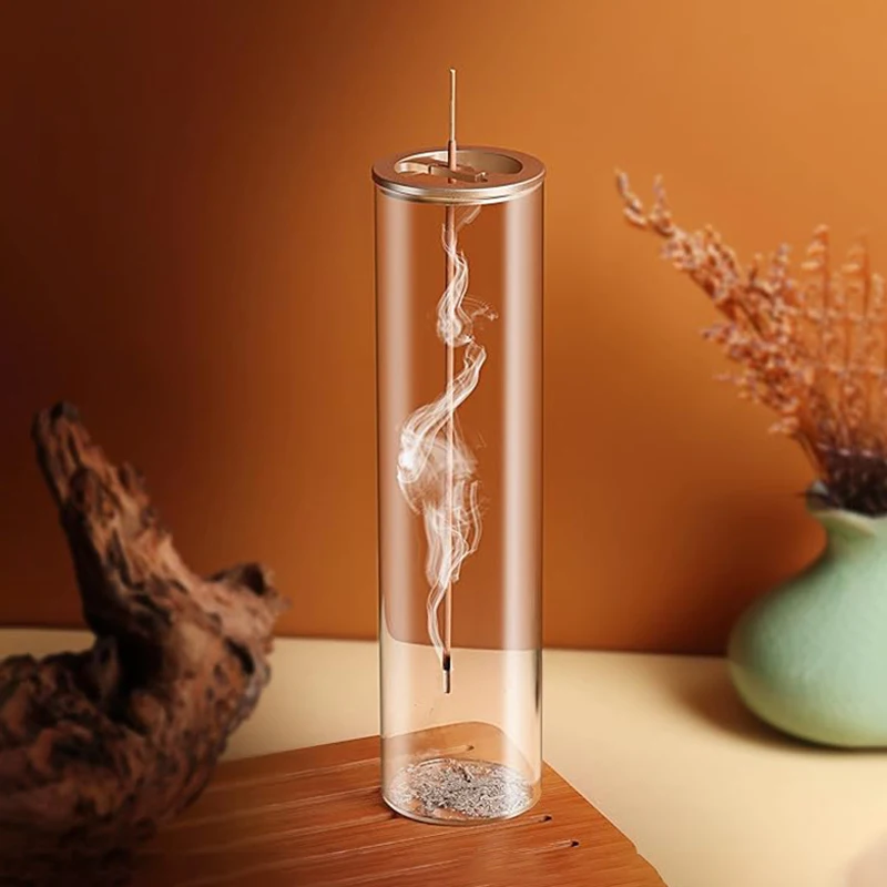 Modern Glass Incense Burner Anti-Ash Flying Incense Holder with Removable Glass Ash Catcher for Home Decor Yoga Meditation - Image 2