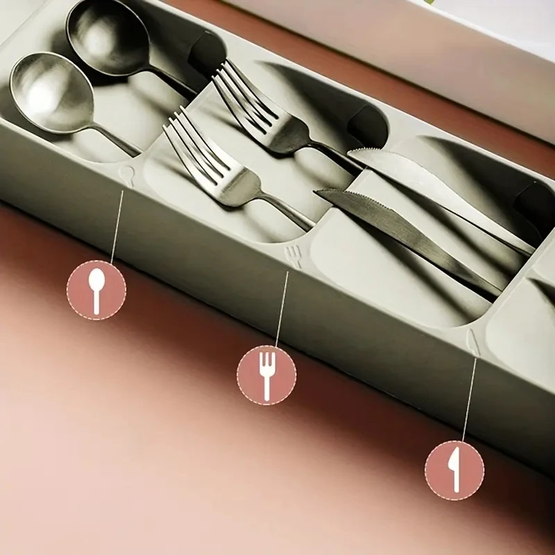Multi-purpose Cutlery Storage Tray Cutlery Fork Spoon Compartmentalized Organizer Kitchen Drawer Categorized Storage Boxes - Image 4