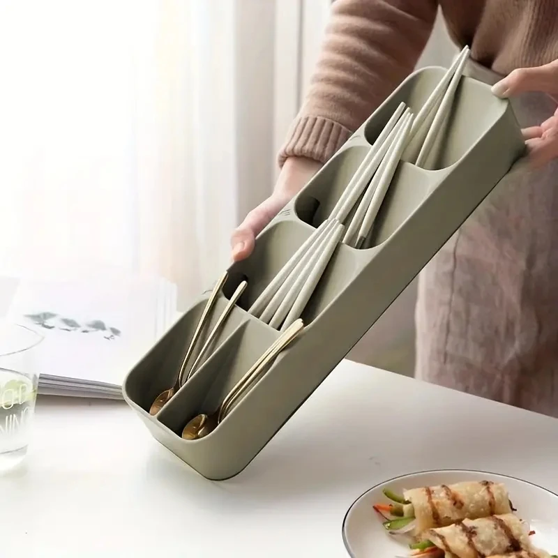 Multi-purpose Cutlery Storage Tray Cutlery Fork Spoon Compartmentalized Organizer Kitchen Drawer Categorized Storage Boxes - Image 3