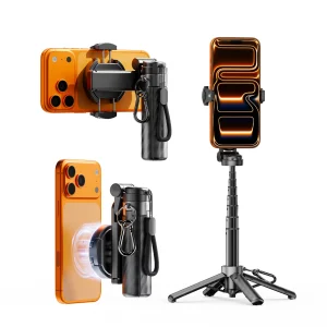 Multifunctional Phone Holder 360° Rotation Protable Selfie Stick Tripod with Magnetic Clamp Wireless Remote for Live Streaming