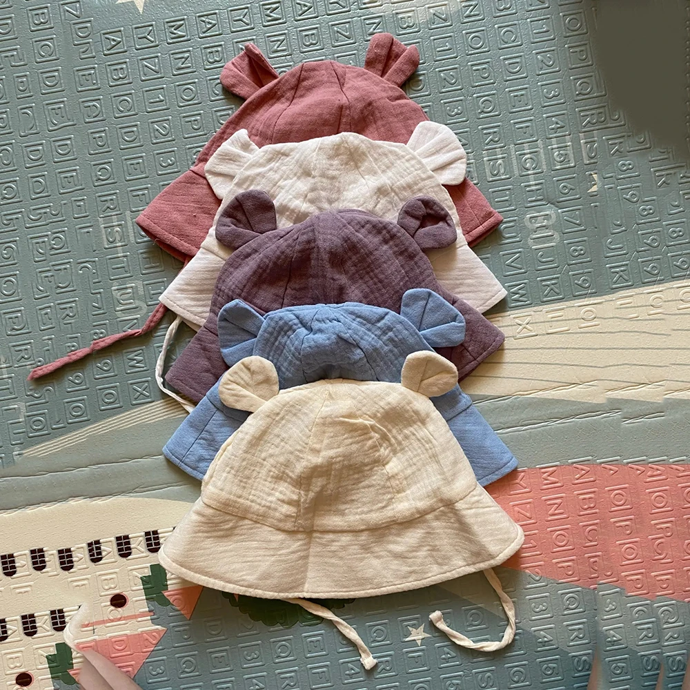 Muslin Cotton Baby Hat Summer Infant Cap Panama for Kids Soft Baby Sun Hats Girls Boys Bucket Hat Accessories Children 3-12M - Image 4