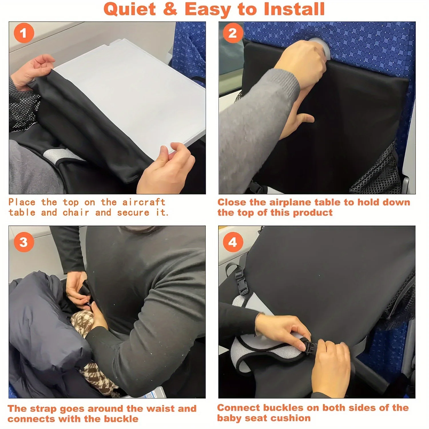 New 1Pcs Kids Airplane Seat Extender Flannel Toddler Airplane Bed with Side Pocket Comfort Breathable Travel Foot Rest Hammock - Image 4
