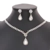 New Fashion Simple Water Drop Crystal Rhinestone Necklace Earrings For Women Wedding Bride Light Luxury Jewelry Sets Accessories