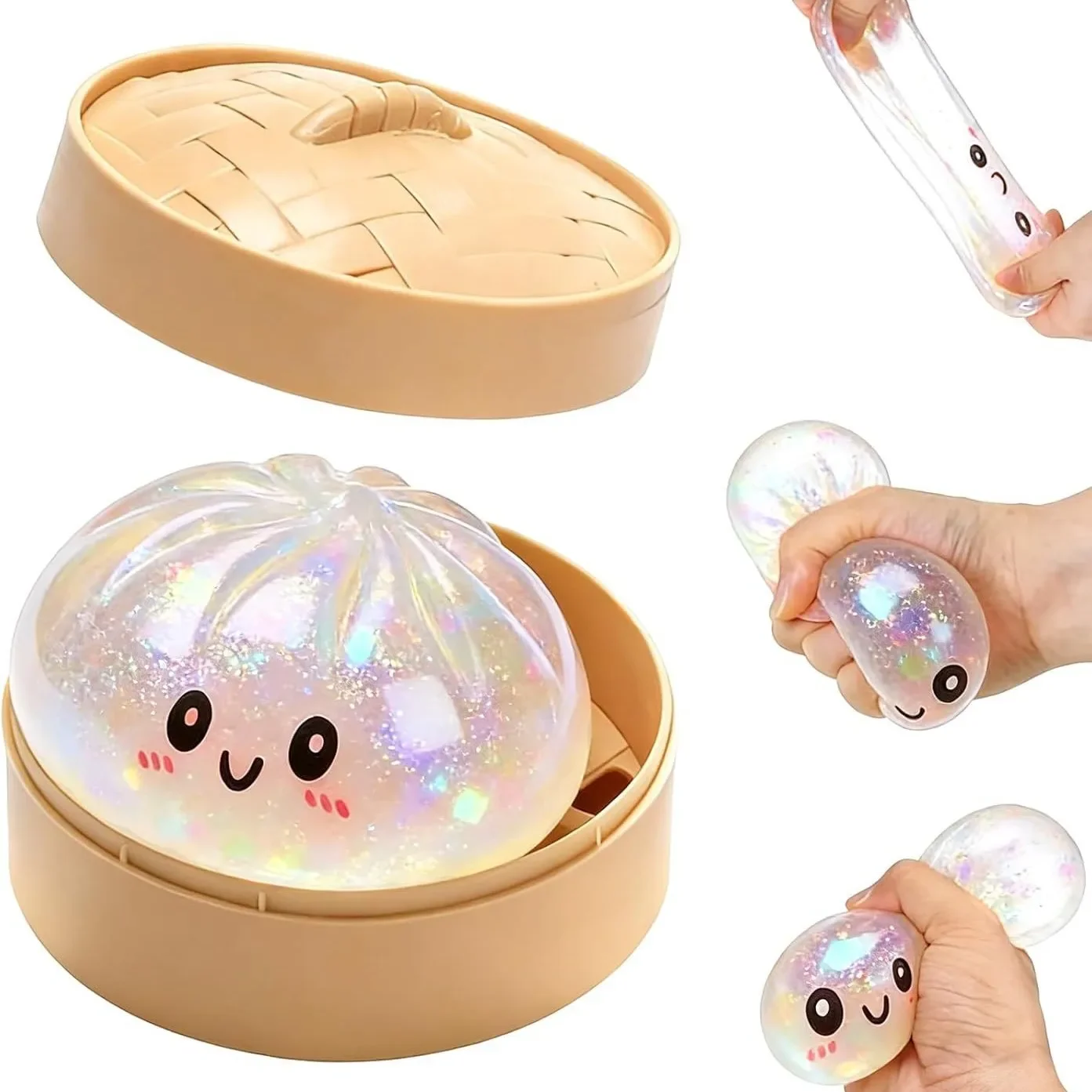 New Glitter Dumpling Glitter Dumpling Squishy with Box Dumplings Sensory Squeeze Toy for Stress Relief - Image 4