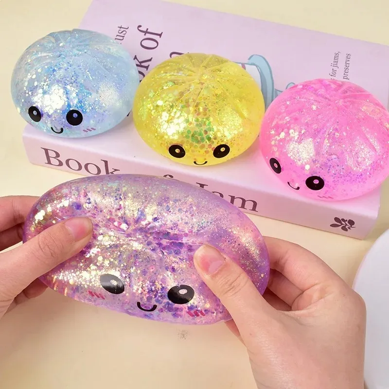New Glitter Dumpling Glitter Dumpling Squishy with Box Dumplings Sensory Squeeze Toy for Stress Relief - Image 6