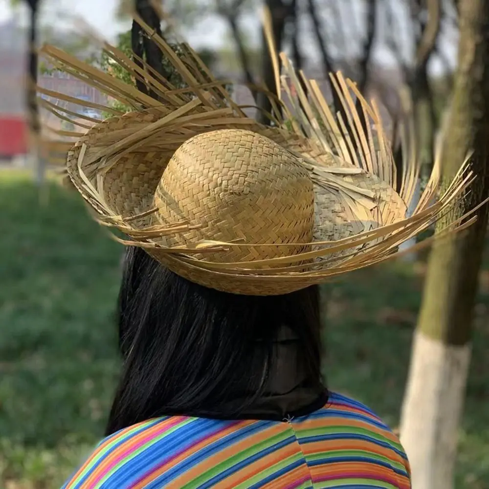 New Unisex Beach Sunscreen Hat Fashion Drawstring Hat Fishing Straw Cap Men Women Outdoor