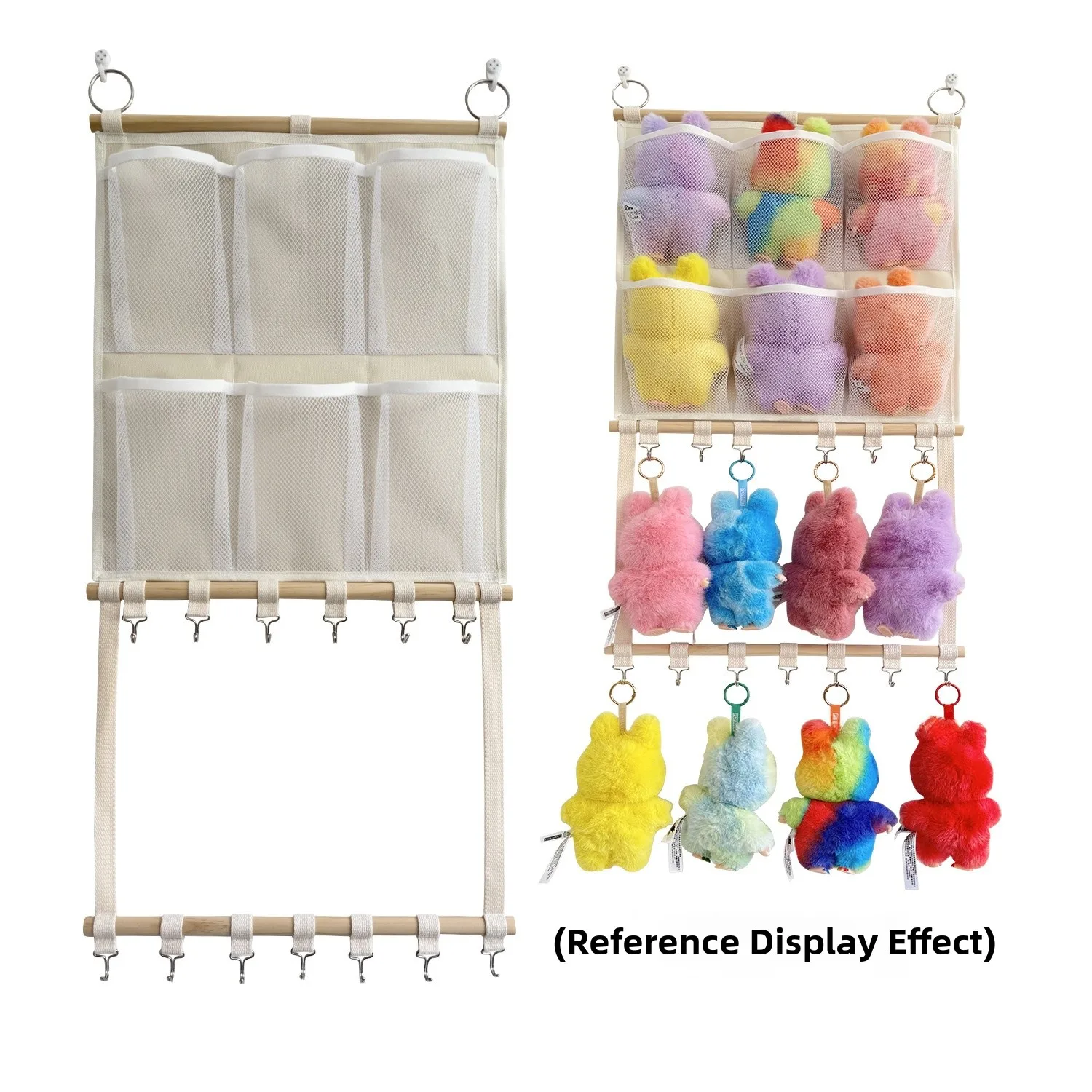 Nordic Style Doll Storage Hanging Bag Organizer Multi-layer Rack Decorative Mesh Storage Shelf for Bedroom And Other Scenes