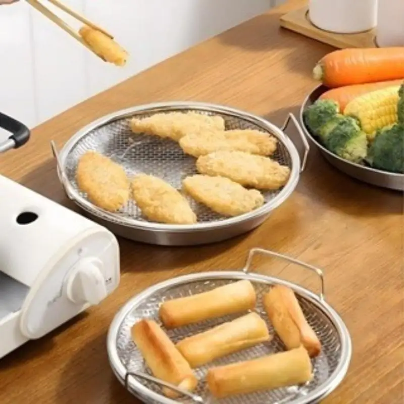 Oil Control Strainer Set Frying Sieve Kitchen Accessory with Tray for Easy CookingHotsale - Image 3