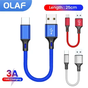 Olaf 25CM Short Cable USB Micro Type C Cable Fast Charging Data Cable For iphone Xiaomi Samsung USB A To Micro USB/Type C Cable