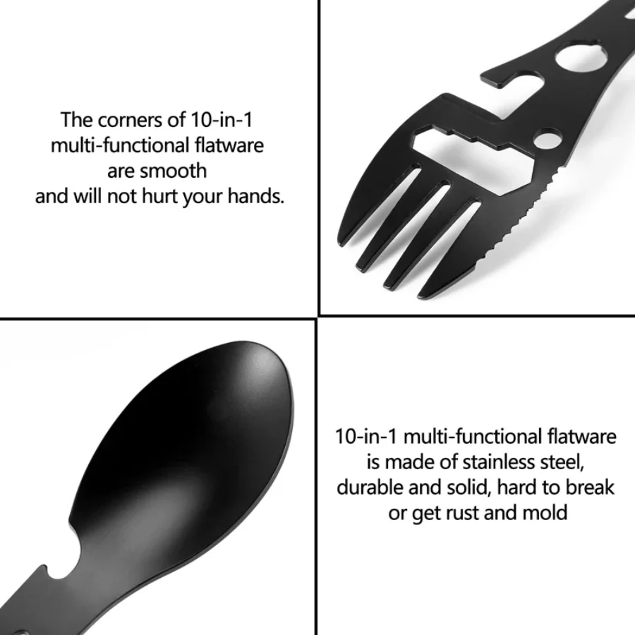 Outdoor Fork Spoon Versatile Outdoor Camping Tool Lightweight Fork Spoon Bottle Opener for Survival Tactical Utility for Easy - Image 2
