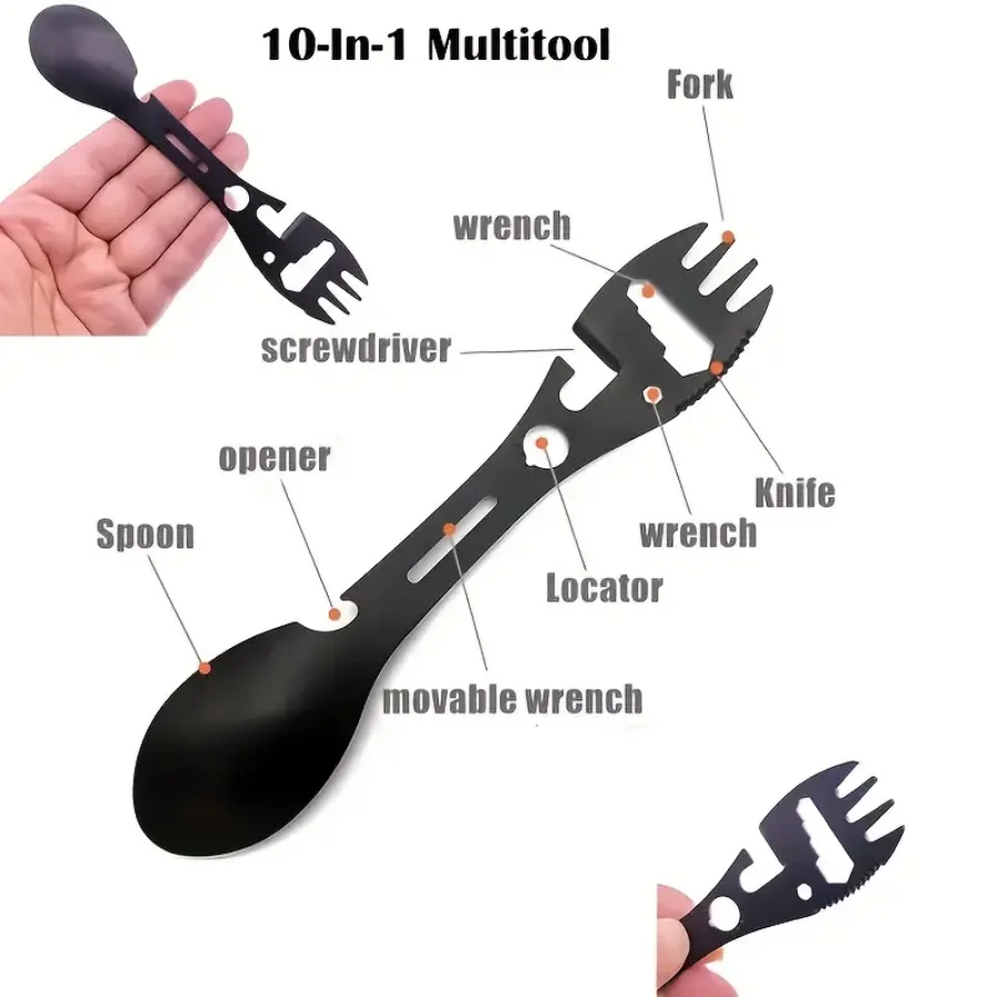Outdoor Fork Spoon Versatile Outdoor Camping Tool Lightweight Fork Spoon Bottle Opener for Survival Tactical Utility for Easy - Image 6