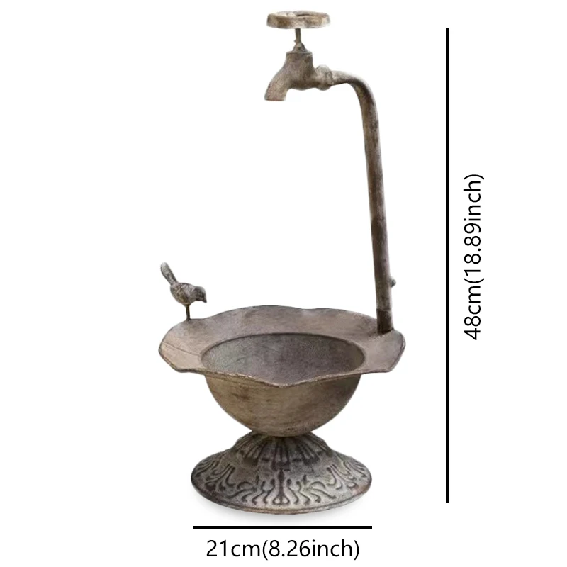 Outdoor Garden Bird Bath Spa With Metal Faucet Flowerpot bathtub Garden Decoration Basin Gardening Groceries Bird Basin - Image 4