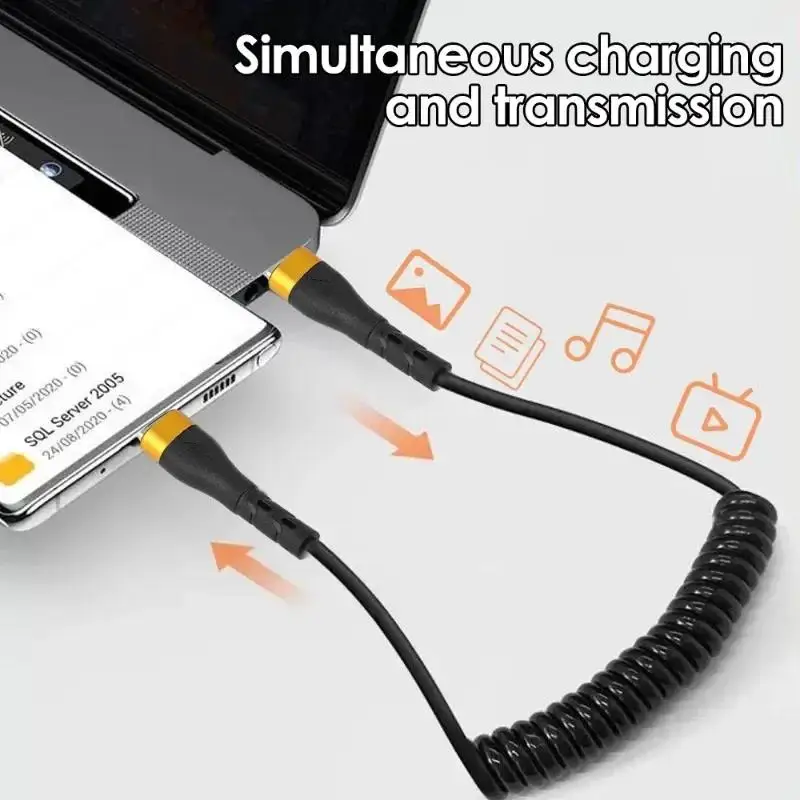 PD 120W Type C To Type C Cable 5A Fast Charge USB C Spring Car Charger Cable For iPhone 15 Series Xiaomi 12 Samsung S23 Macbook - Image 5