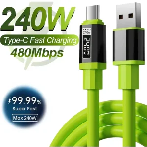 PD 240W USB C Fast Charging Cable Mobile Phone Charger Data Cord For iPhone 16 Samsung Xiaomi Huawei Type C to Type C Quick Wire