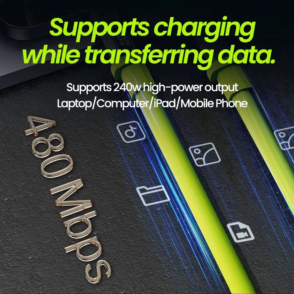 PD 240W USB C Fast Charging Cable Mobile Phone Charger Data Cord For iPhone 16 Samsung Xiaomi Huawei Type C to Type C Quick Wire - Image 5
