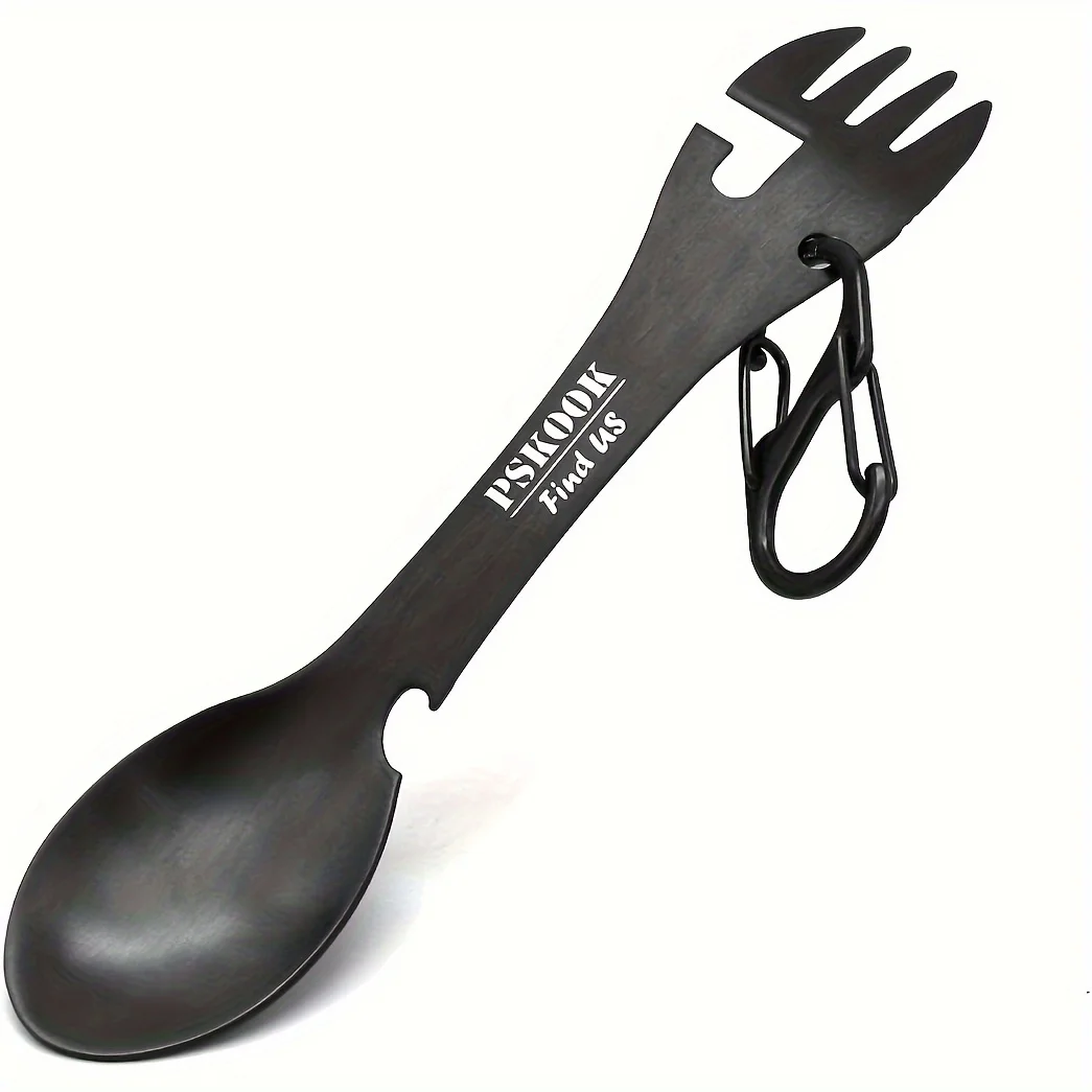 PSKOOK Outdoor Survival Tools 5 in 1 Camping Multi-functional EDC Kit Practical Fork Knife Spoon Bottle/Can Opener - Image 2