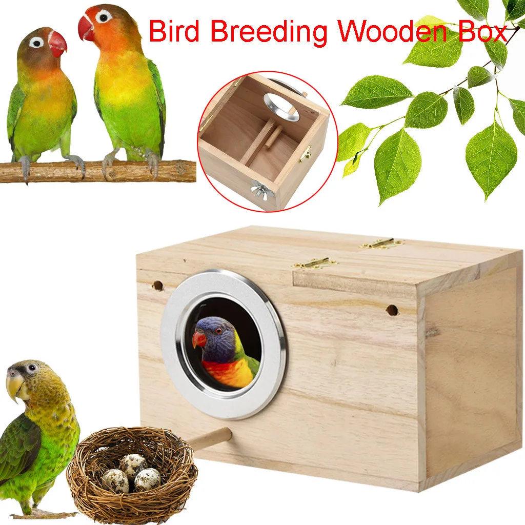 Parakeet Nest Box Bird House Wood Breeding Box for Lovebirds Parrotlets Mating Creative Wall-Mounted Garden Tree Birthhouse - Image 2