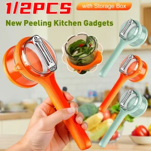Peeler With Storage Box Fruit And Vegetable Peeler Double-Sided Stainless Steel Multi-Functional Peeler Suitable For Kitchen