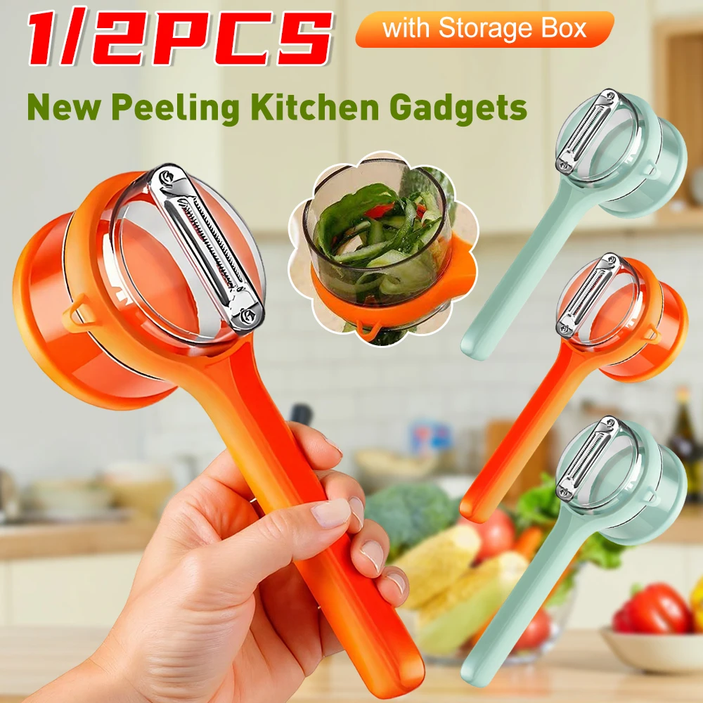 Peeler With Storage Box Fruit And Vegetable Peeler Double-Sided Stainless Steel Multi-Functional Peeler Suitable For Kitchen