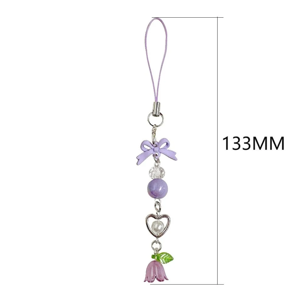 Phone Rope Bow Bead Phone Chain Anti-loss Convallaria Mobile Phone Lanyard Pendant Wrist Strap Cell Phone Strap Telephone Decor - Image 5