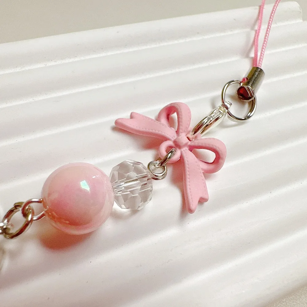 Phone Rope Bow Bead Phone Chain Anti-loss Convallaria Mobile Phone Lanyard Pendant Wrist Strap Cell Phone Strap Telephone Decor - Image 3