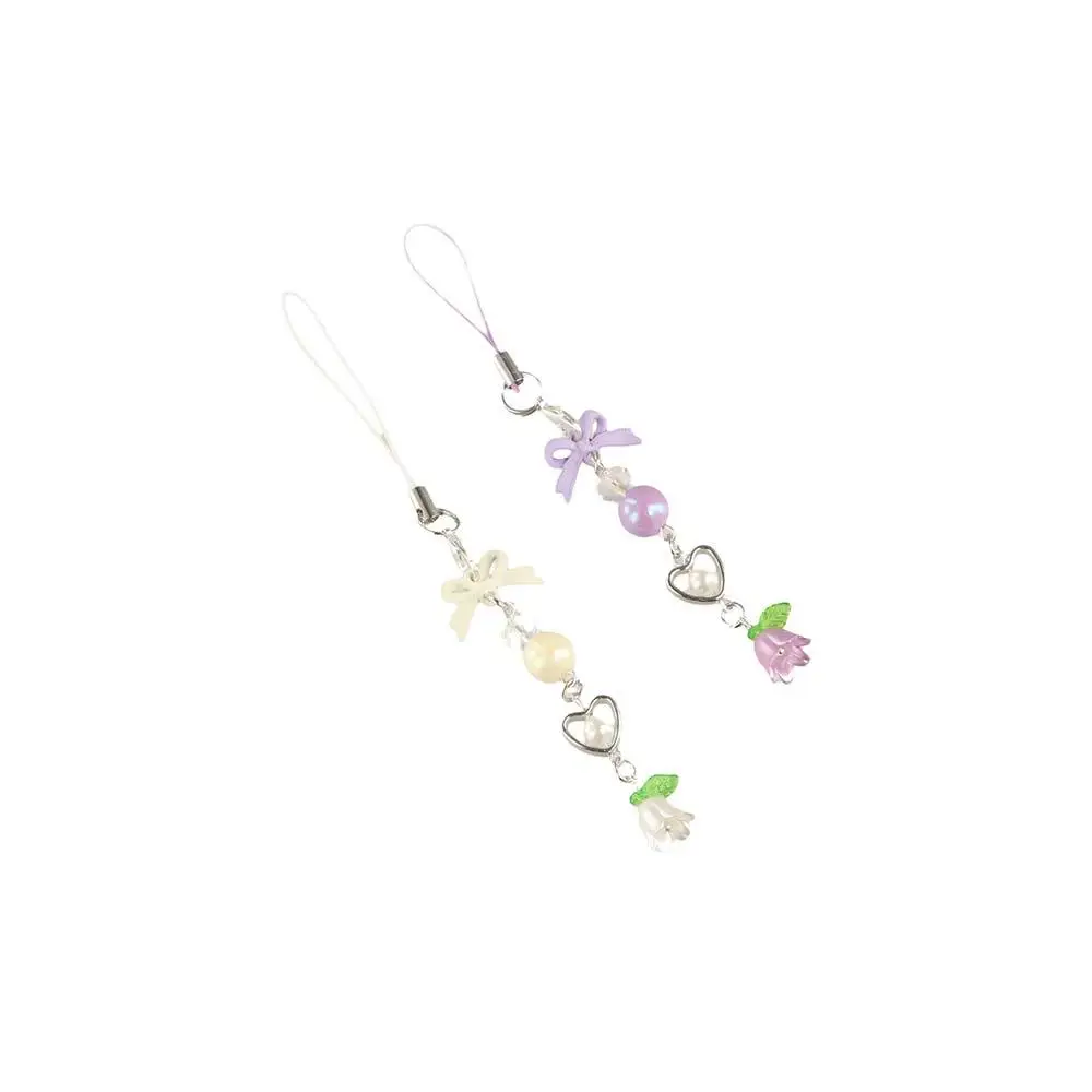 Phone Rope Bow Bead Phone Chain Anti-loss Convallaria Mobile Phone Lanyard Pendant Wrist Strap Cell Phone Strap Telephone Decor - Image 4