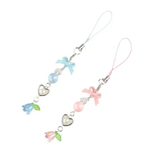 Phone Rope Bow Bead Phone Chain Anti-loss Convallaria Mobile Phone Lanyard Pendant Wrist Strap Cell Phone Strap Telephone Decor