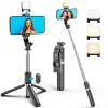 Portable Bluetooth Selfie Stick Tripod, Retractable with Selfie Light & Wireless Remote, Hands Free for Travel Vlog iPhone.