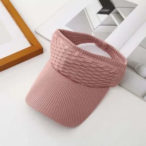 Portable Fish Scale Knitted Visor Cap Breathable Polyester Long Brim Sun Cap Solid Color Versatile Sunscreen Empty Top Hat Sport