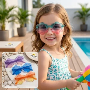 Portable KIds Flower Sunglasses UV400 Vintage Round Children Sunshade Glasses Cute Toddler Birthday Party Gift Eyewear