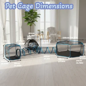 Portable Outdoor Cat Enclosure Tunnel-Style Mesh Playhouse with Carry Bag Indoor Patio Use Metal Frame