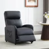 Push Back Recliner Chair, Single Sofa with Lumbar Support, Padded Backrest, Side Pocket and Adjustable Leg Rest for Home Livin