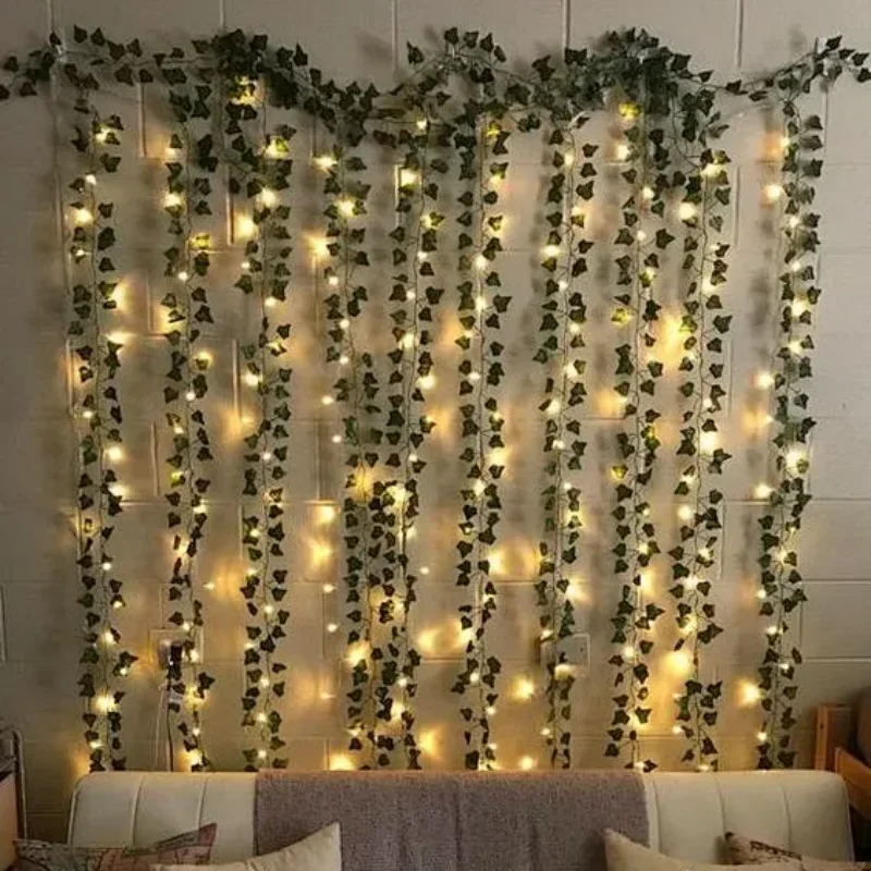 Realistic Greenery Vines with 20 LED String Lights Indoor Outdoor Decor for New Year Wall Home Room Office Birthday Party - Image 2