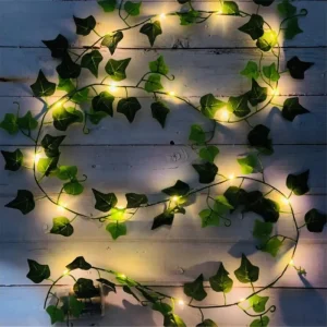 Realistic Greenery Vines with 20 LED String Lights Indoor Outdoor Decor for New Year Wall Home Room Office Birthday Party