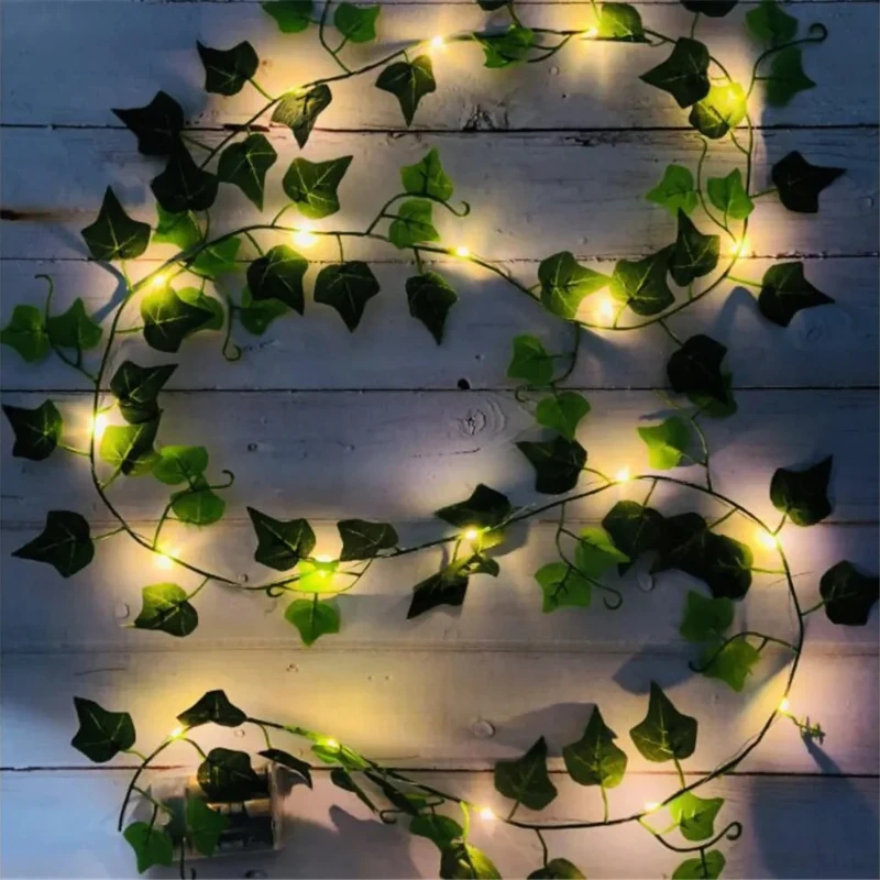 Realistic Greenery Vines with 20 LED String Lights Indoor Outdoor Decor for New Year Wall Home Room Office Birthday Party