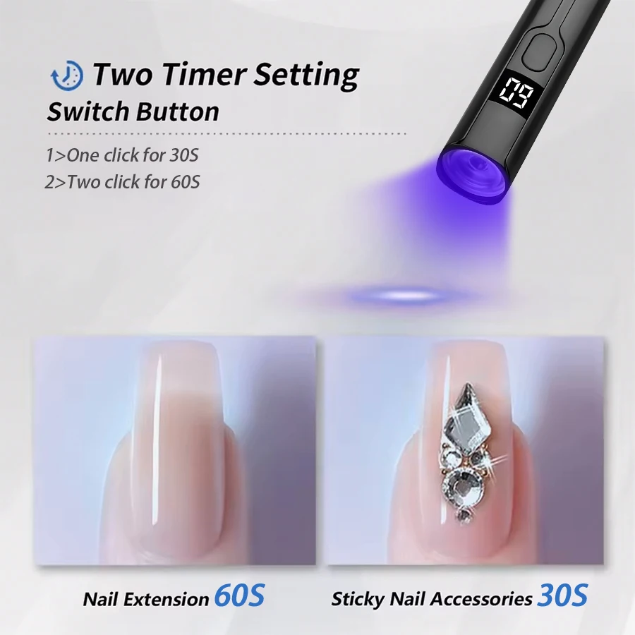 Rechargeable Mini UV LED Nail Lamp with Smart Display Portable Fast-Drying Nail Dryer Stand for Manicure Removable Desk UV Light - Image 3