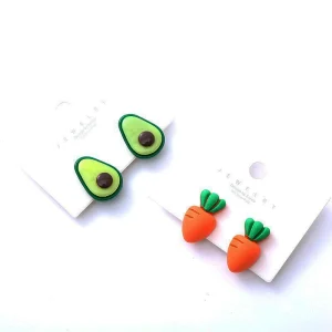 Resin Painproof Children'S Earrings Korean Version Girls Ear Clips Vegetable Flower Ear Clips For Birthday Gift Stage Fashion