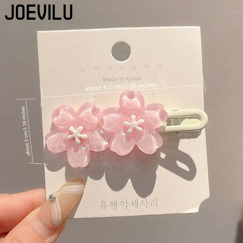Romantic Pink Cherry Blossom Hair Clip Cute Side Bangs Barrettes for Women Kawaii Hair Accessories Girls Elegant Fashion Hairpin - Image 2