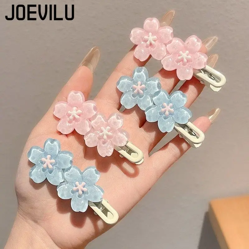 Romantic Pink Cherry Blossom Hair Clip Cute Side Bangs Barrettes for Women Kawaii Hair Accessories Girls Elegant Fashion Hairpin - Image 3