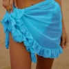 Ruffle Bikini Cover Ups Short Skirt for Women Summer Sun Protection Sarong Bikini Beach Dress Brazilian Sarong Women Beachwear