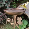 Rust-resistant cast iron bird bath, lightweight and detachable, perfect for gardens, patios, lawns, and terraces. An ideal gift