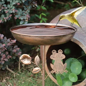 Rust-resistant cast iron bird bath, lightweight and detachable, perfect for gardens, patios, lawns, and terraces. An ideal gift