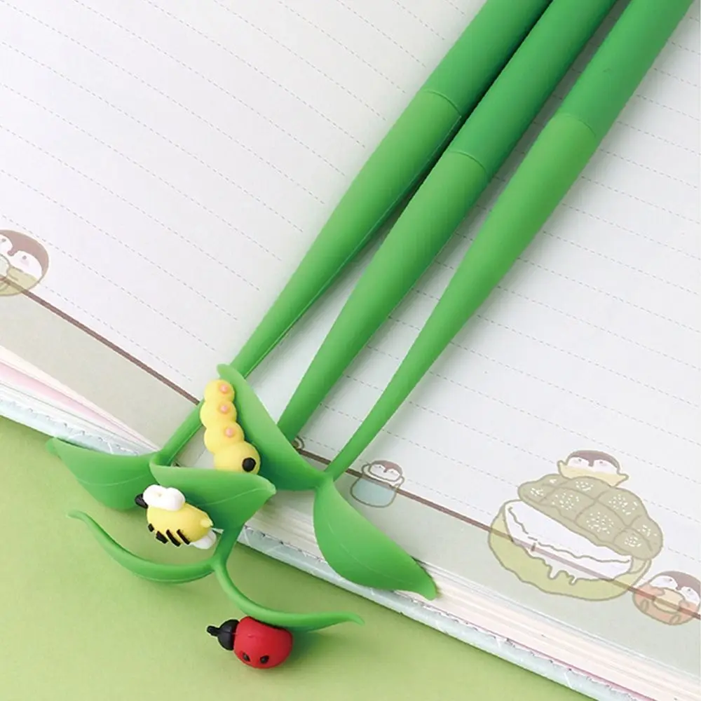 ST Nib Flowers Insects Leaves Pen Black Ink 0.5mm Soft Rubber Dancing Gel Pen Writing Smoothly Quick-Drying Signature Pen - Image 2