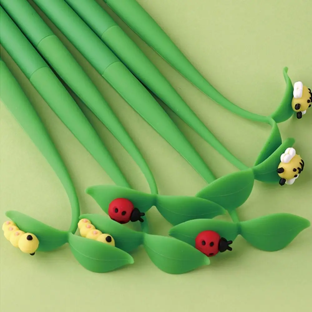 ST Nib Flowers Insects Leaves Pen Black Ink 0.5mm Soft Rubber Dancing Gel Pen Writing Smoothly Quick-Drying Signature Pen - Image 4