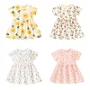 Sanlutoz Summer Short Sleeve Baby Girls Dress Little Kids Dresses Soft Clothing Holiday Casual
