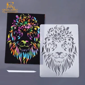 Scratch Art Paper Set 10 Sheets 5 Stencil Templates World Landmarks Animal DIY Kit Creative Painting Craft Magic Toy Kids Gift