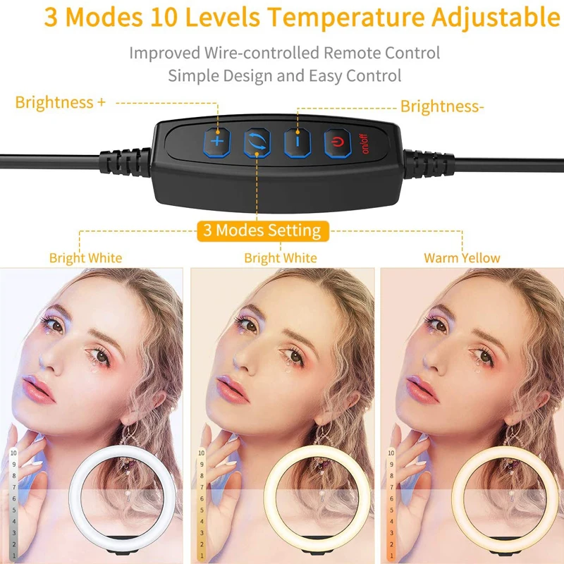 Selfie Video Light Selfie LED Ring Light Dimmable Round Ring Fill Lamp With Stand Tripods For Phone Video Live Camera Lighting - Image 4